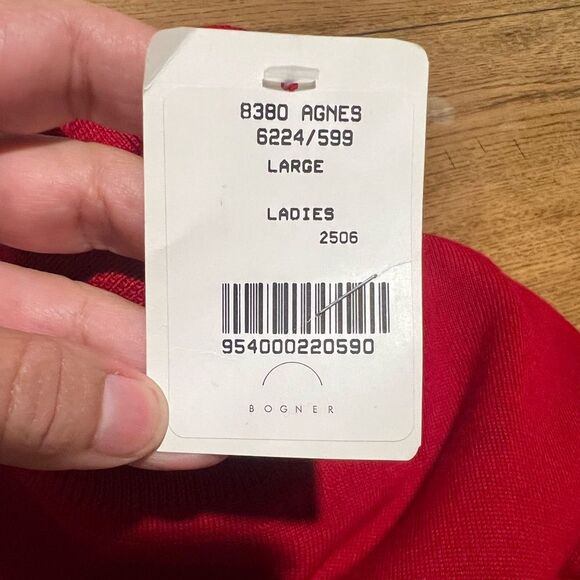 Vintage Bogner Women’s Wool Blend Turtleneck Sweater Cherry Red Sz Large Skiwear - Picture 9 of 10